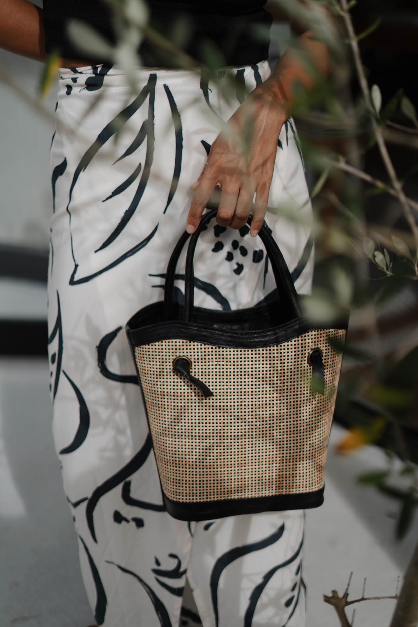 Leather Rattan Bag