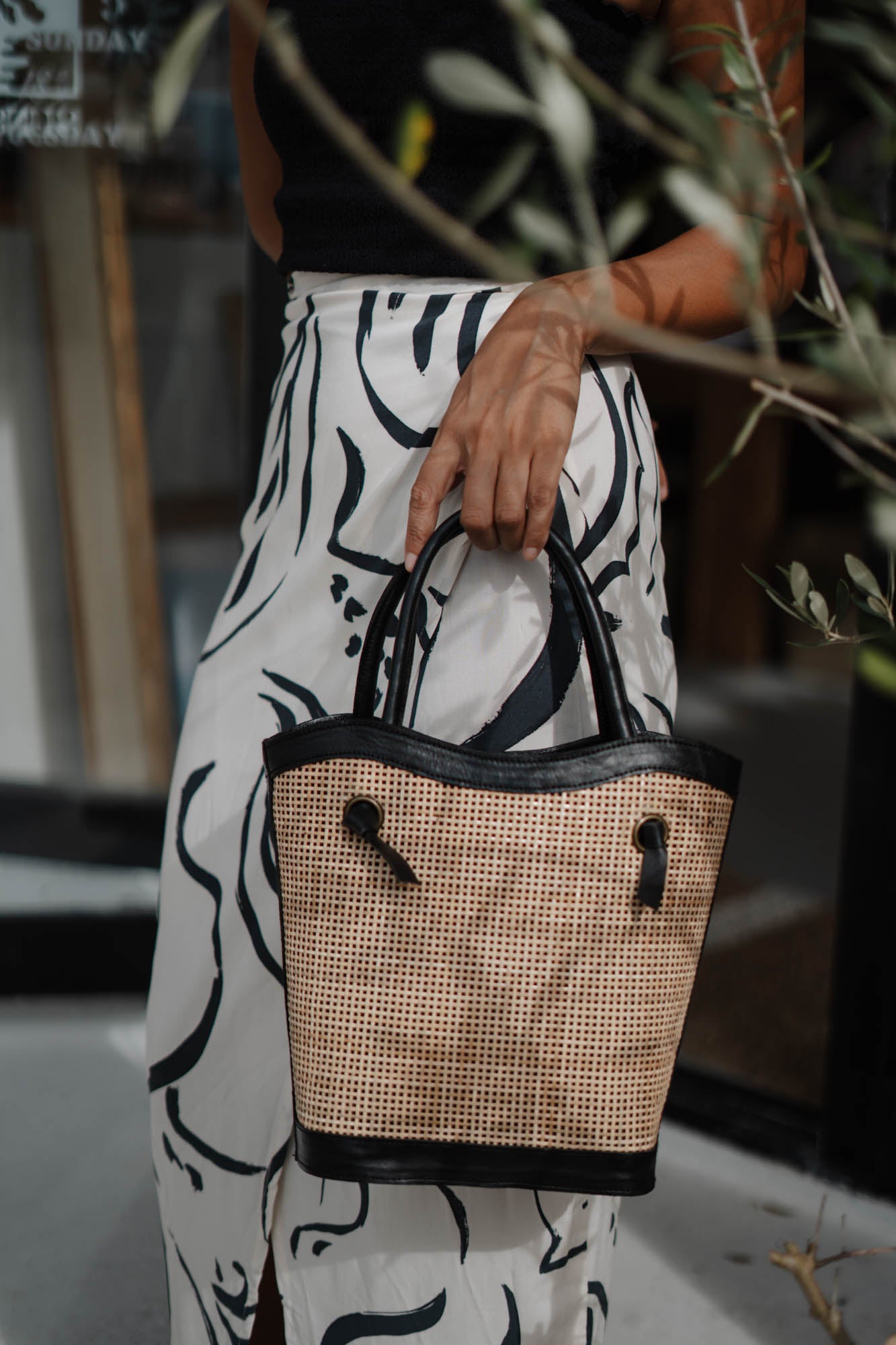 Leather Rattan Bag