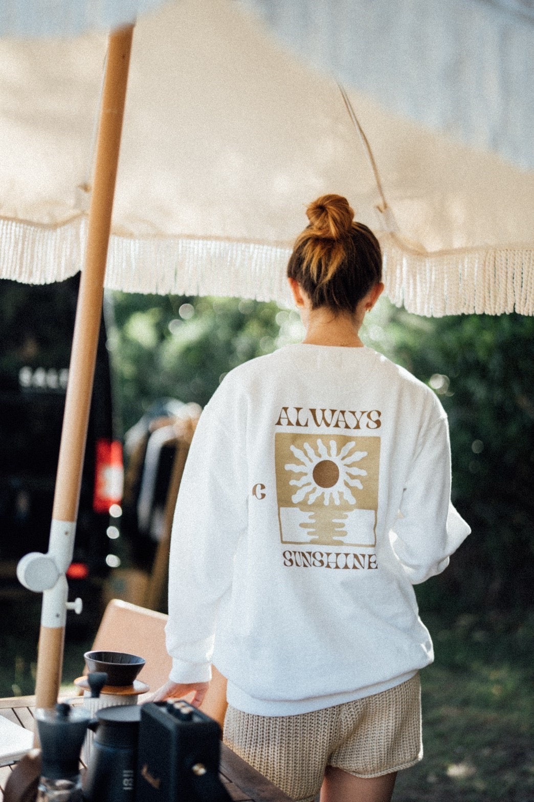 Sun Flower Logo Crew Neck Sweat /White